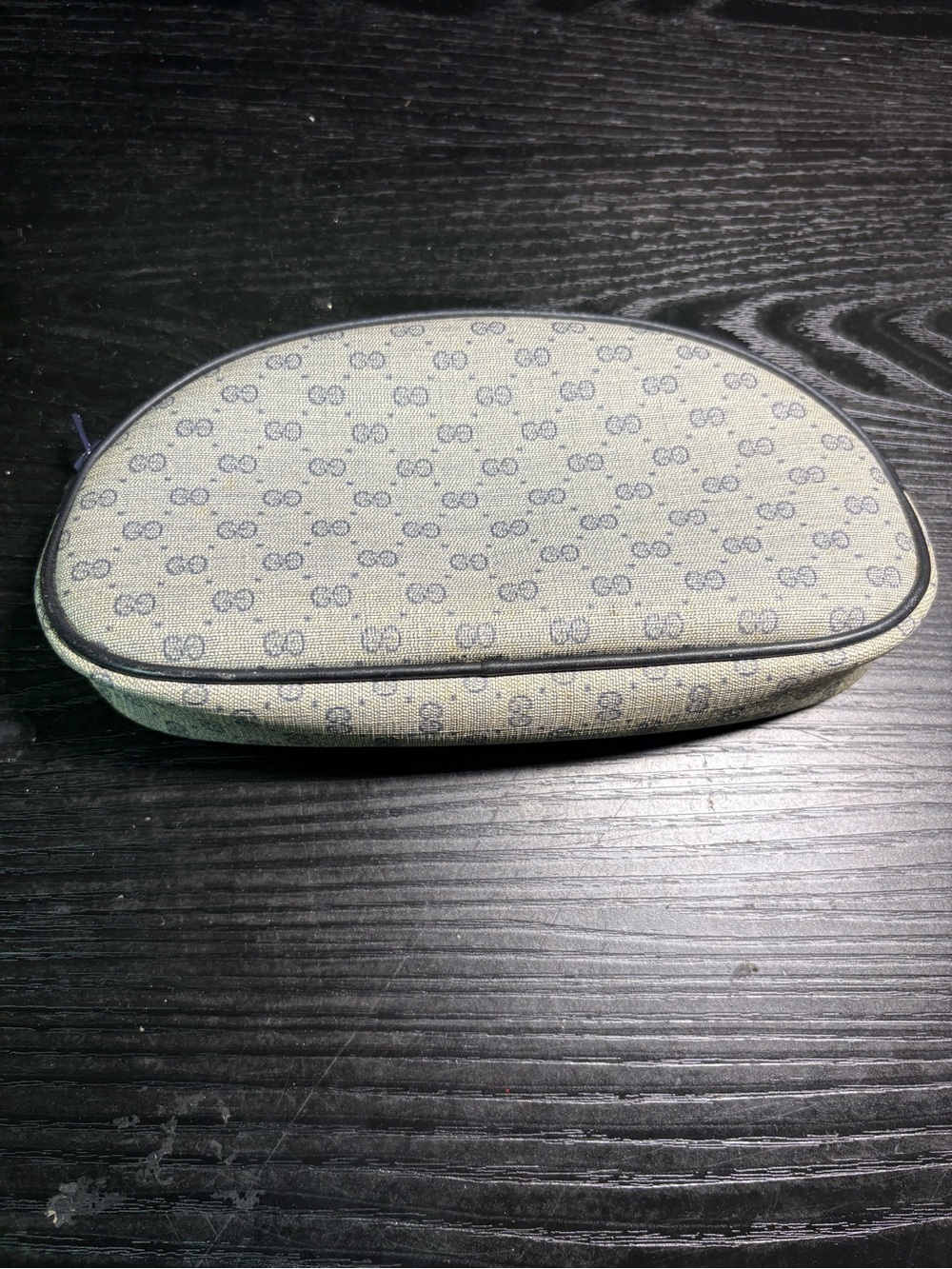 Gucci GG Vintage Cosmetics Zip Pouch in Navy  Blue 1970